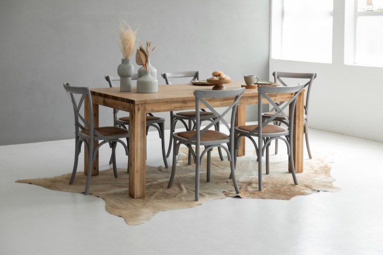 Vancouver La Rochelle 6-Seater Dining Set - 1.8m - Rustic Grey 6-Seater Dining Sets - 1