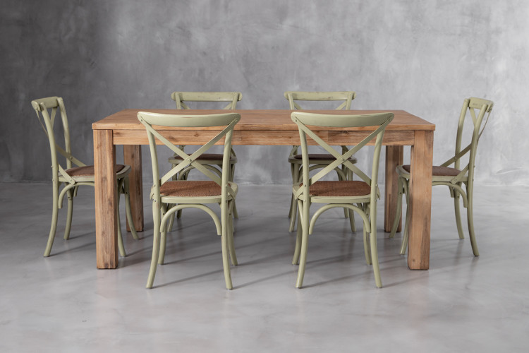 Vancouver La Rochelle 6-Seater Dining Set - 1.8m - Rustic Sage 6-Seater Dining Sets - 1