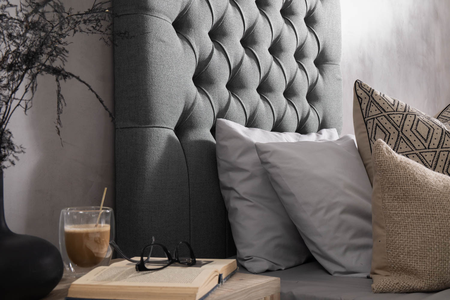 Kate Headboard Single Harmony Dark Grey