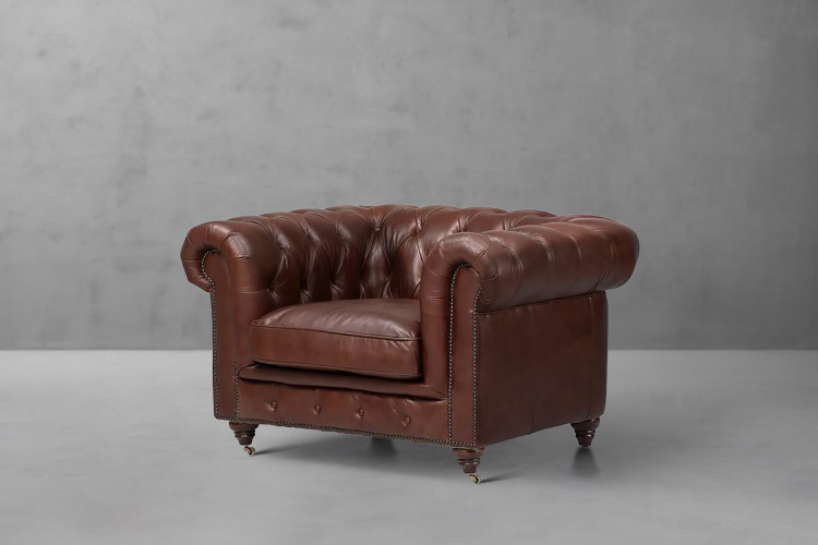 Jefferson Chesterfield Leather Armchair - Brown Armchairs - 1