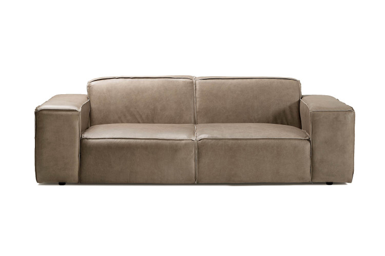 Demo - Jagger 3-Seater Leather Couch - Smoke Demo Clearance - 1