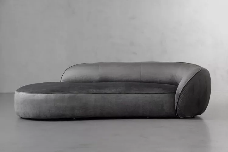 Rohan Velvet Couch - Smoke Fabric Couches - 1