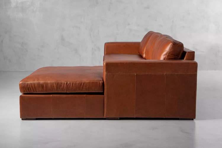 Demo - Archer Leather L-Shape Couch-Burnt Tan Demo Clearance - 1