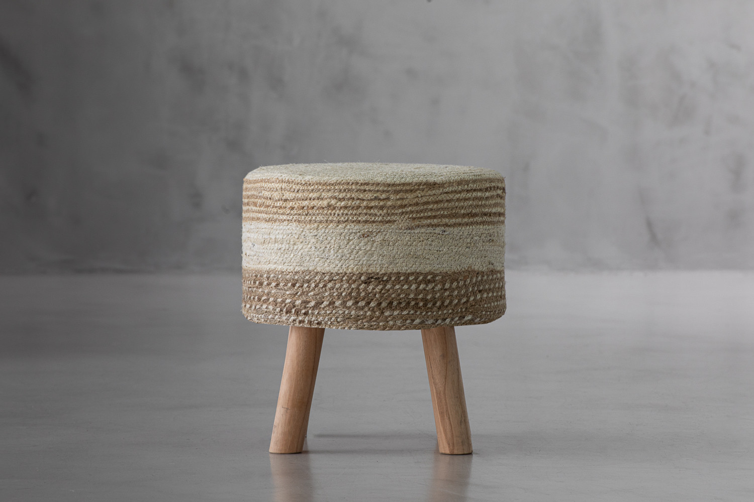 Niko Handmade Ottoman Stool - Ivory & Beige | Cielo