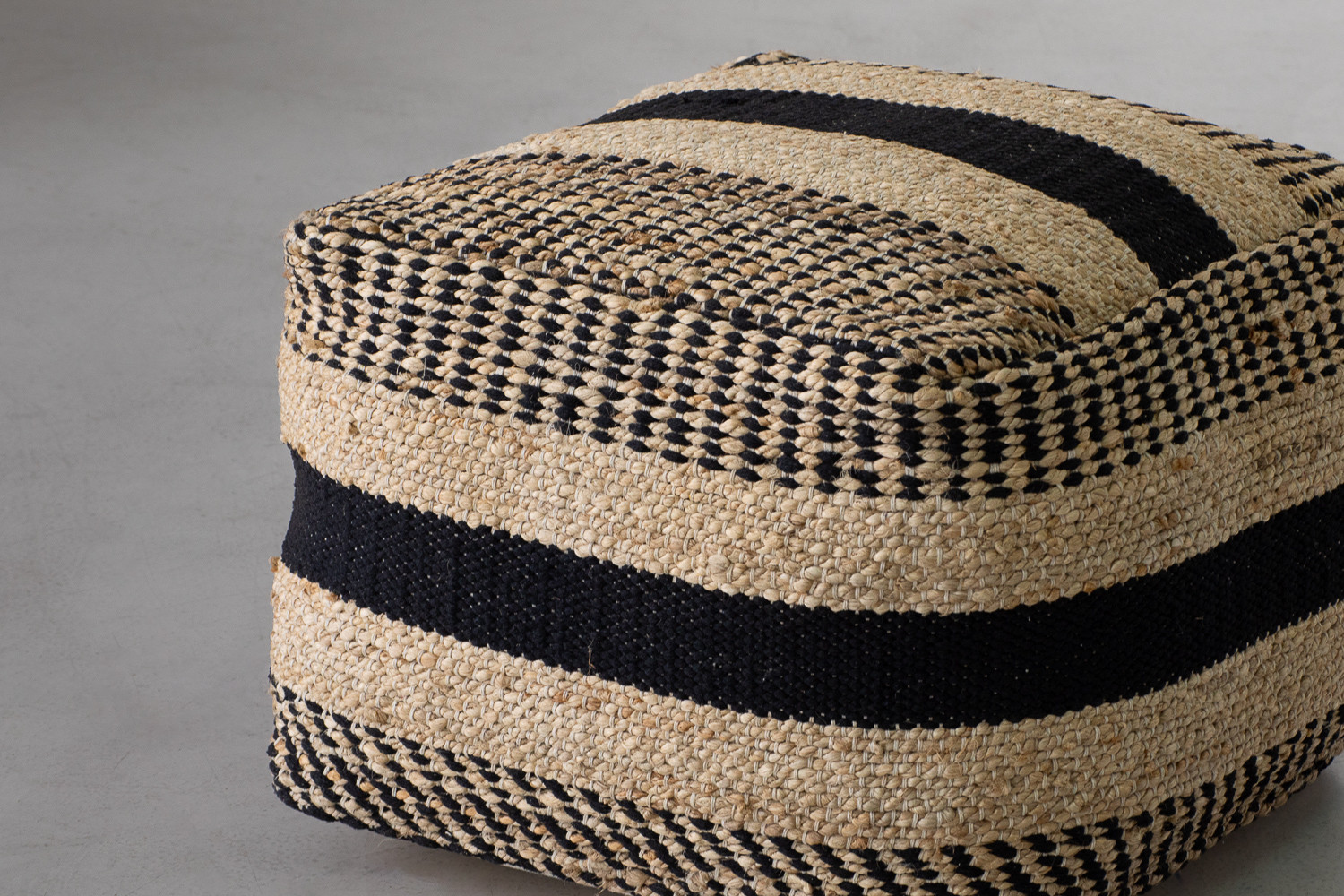 Revia Ottoman - Natural & Black For Sale | Cielo