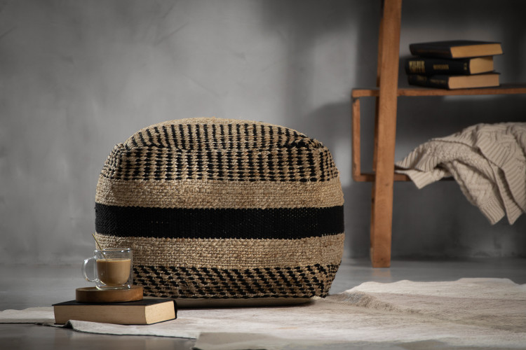 Revia Ottoman - Natural & Black Ottomans - 1