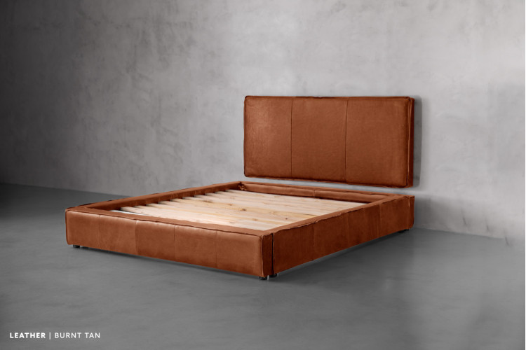 Matlock Kendrix Leather Bed - Queen - Burnt Tan Queen Size Beds - 1