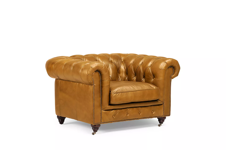 Demo - Jefferson Chesterfield Armchair-Tan Brown Demo Clearance - 1