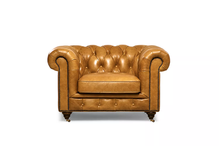 Demo - Jefferson Chesterfield Armchair-Tan Brown Demo Clearance - 1