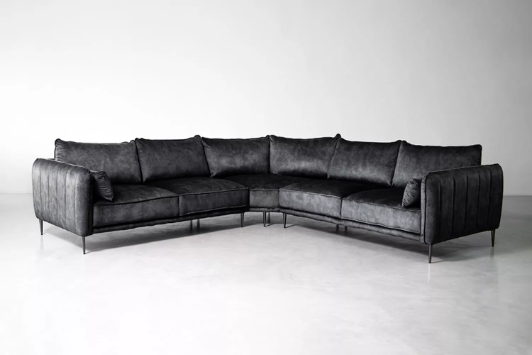 Demo - Ottavia Fabric Corner Couch - Aged Mercury Demo Clearance - 1