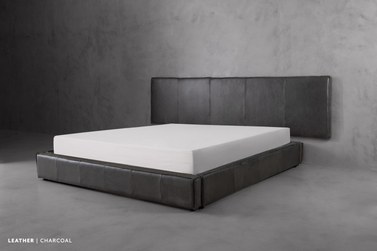 Matlock Kendrix Leather Bed - Grand King XL - Charcoal King Extra Length Beds - 1