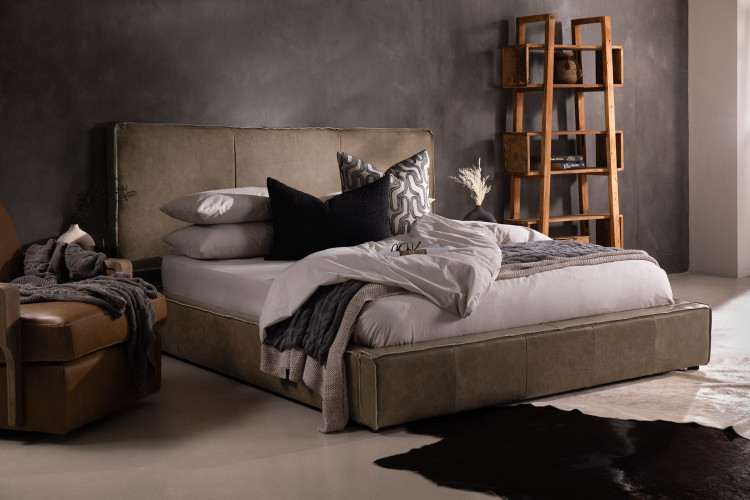 Kendrix Leather Bed Base - Queen - Smoke Queen Bed Bases - 3