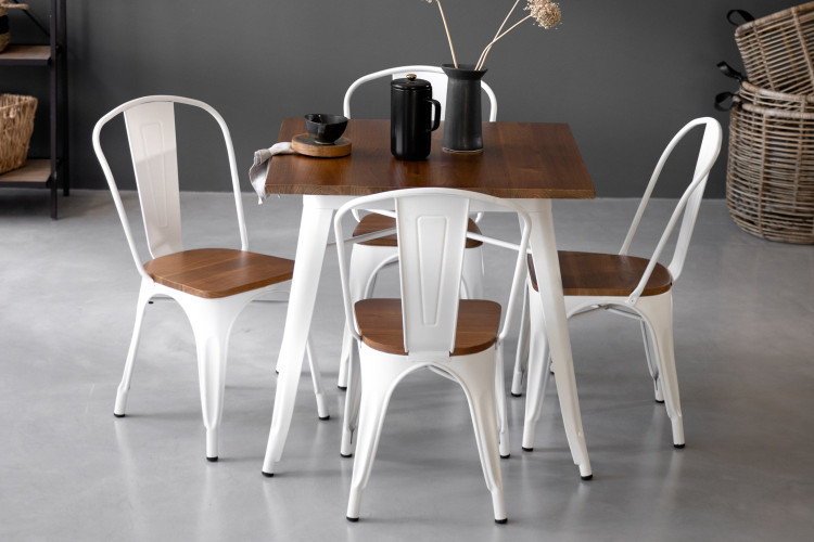 Odell Metal Dining Table - Matte White -