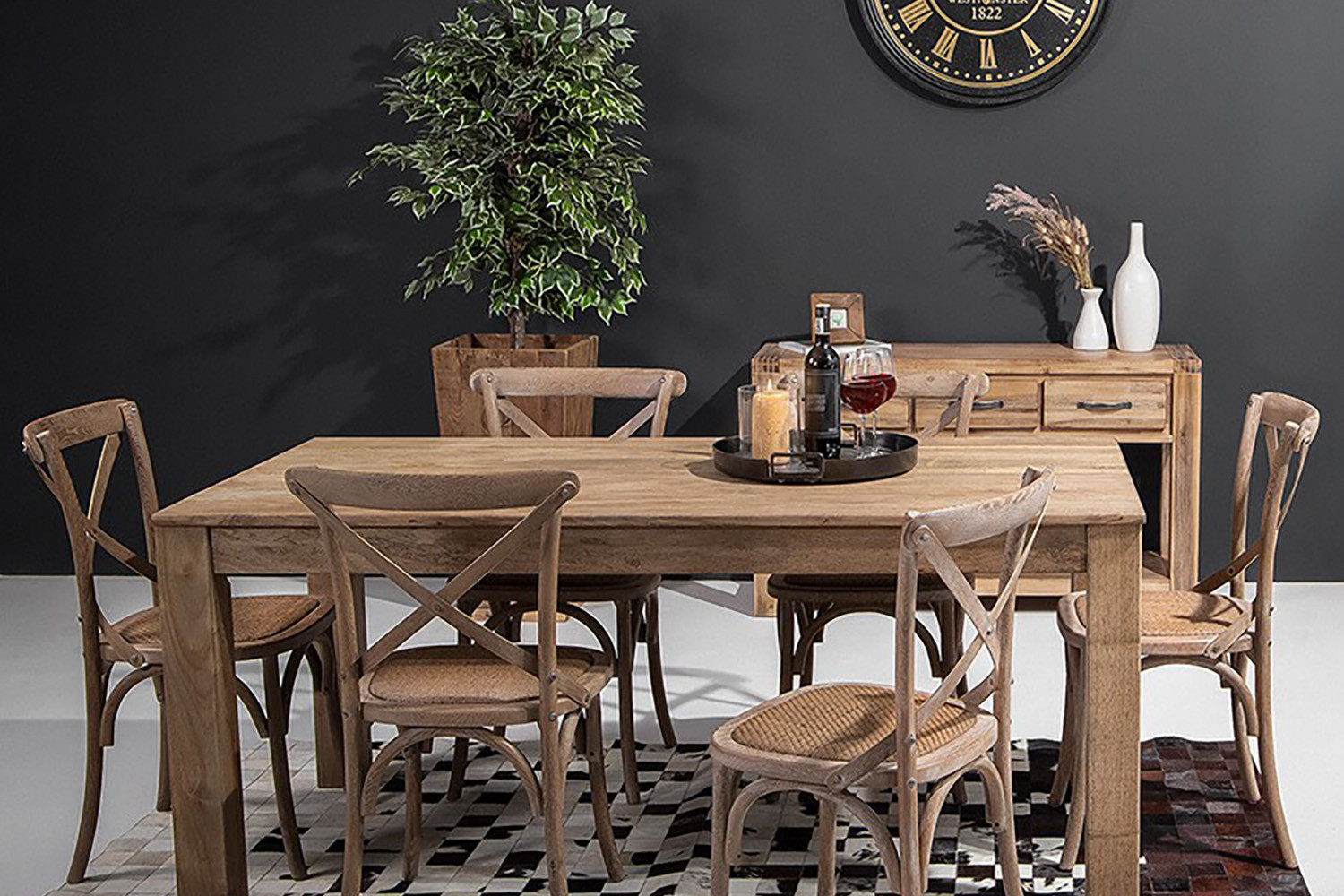 NEIGHBORHOOD × hxo/ W-MODULAR TABLE SET Montreal Provance 6-Seater Dining Set 1.6m | Cielo