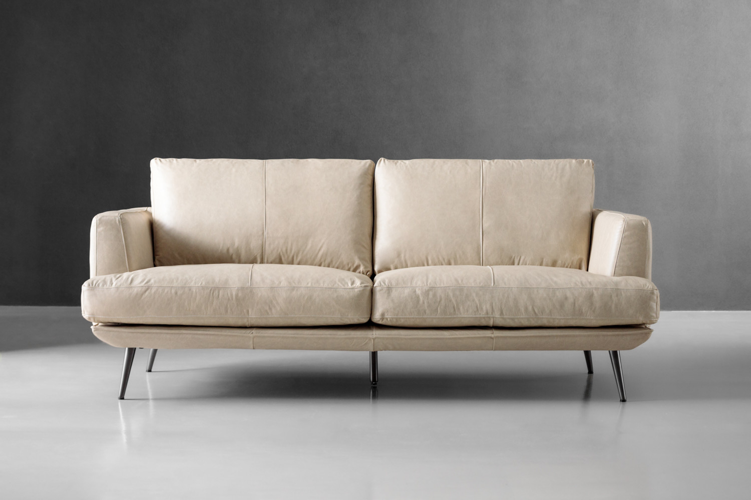 Onyx 3Seater Leather Couch Ivory Cielo