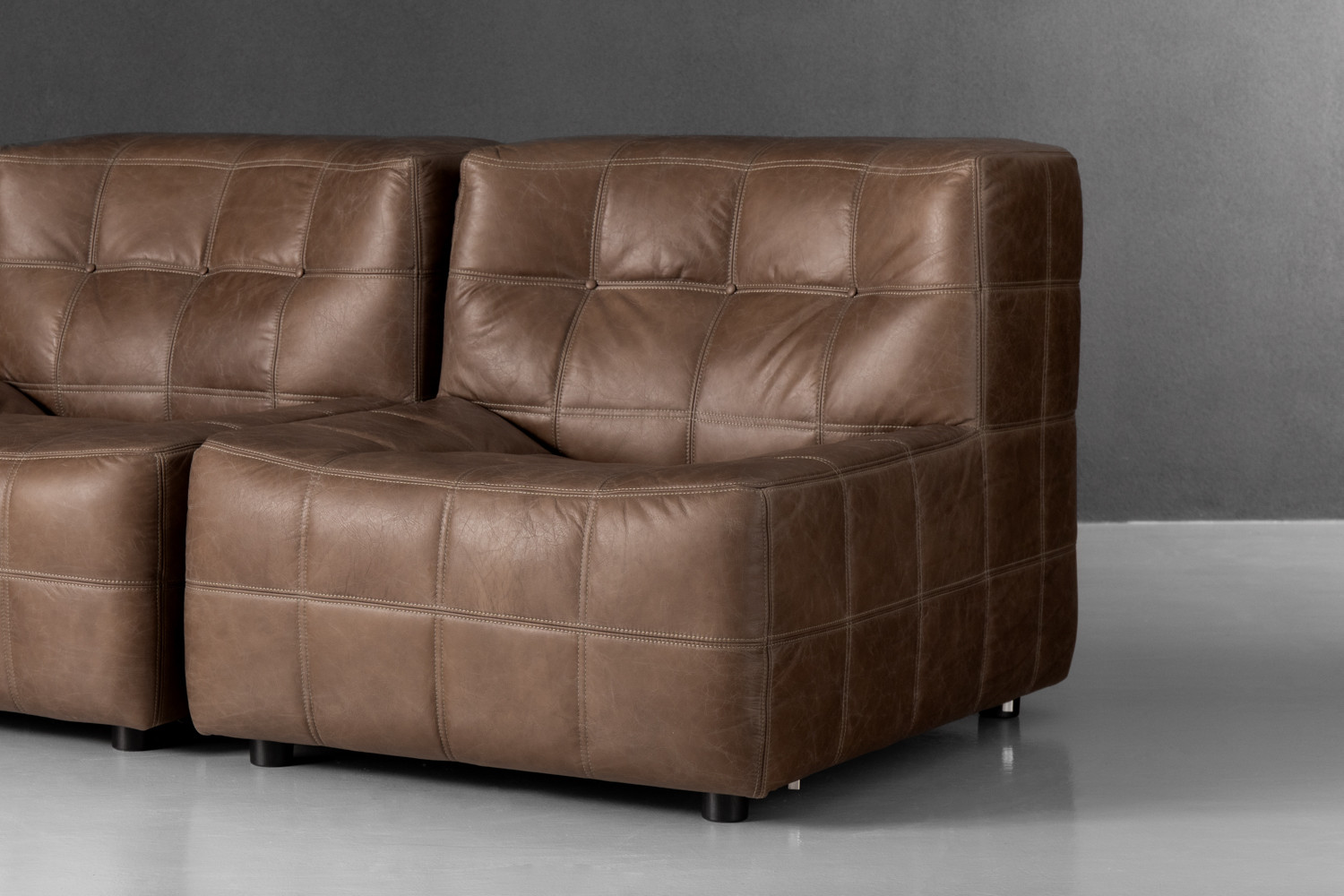 Orson Modular Open Seater Leather Couch-Sahara Cielo