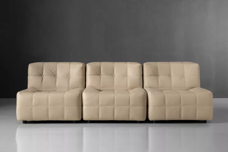 Orson Modular Open 3-Seater Leather Couch - Ivory 3 - Seater Couches - 3