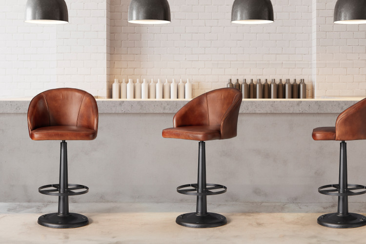 Bronson Leather Tall Bar Stool - Vintage Brown Bar & Counter Chairs - 1