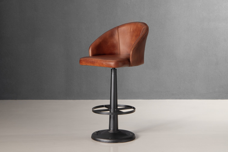 Bronson Leather Tall Bar Stool - Vintage Brown Bar & Counter Chairs - 1