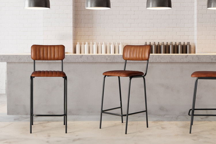 Crowe Leather Tall Bar Stool - Bourbon Bar & Counter Chairs - 1