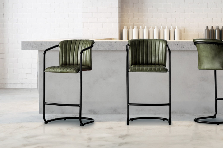 Arizona Leather Tall Bar Chair - Vintage Green Arizona Bar Chair Collection - 1