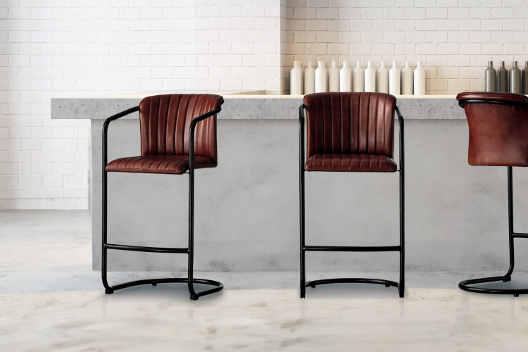 Arizona Leather Tall Bar Chair - Mocha Arizona Bar Chair Collection - 1
