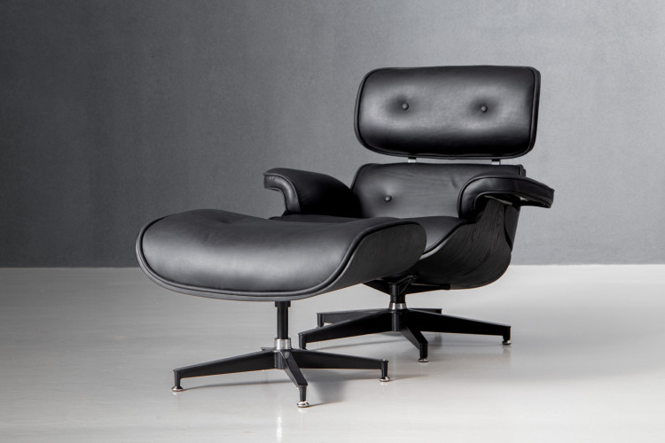 Snowden Lounge Chair - Obsidian Leather Loungers - 4