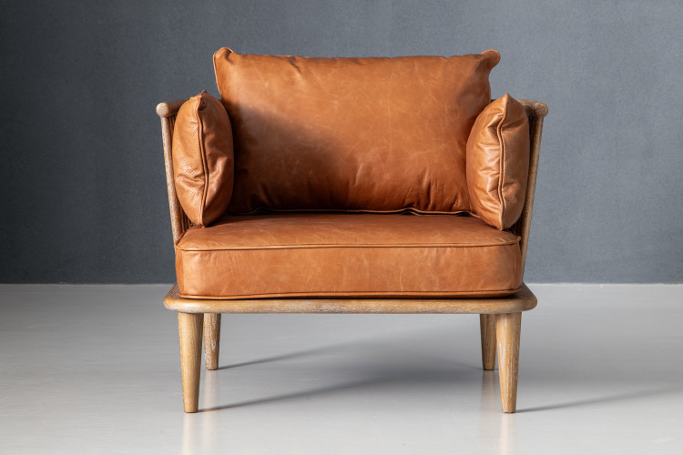 Vesta Leather Armchair - Aged Tan Armchairs - 1
