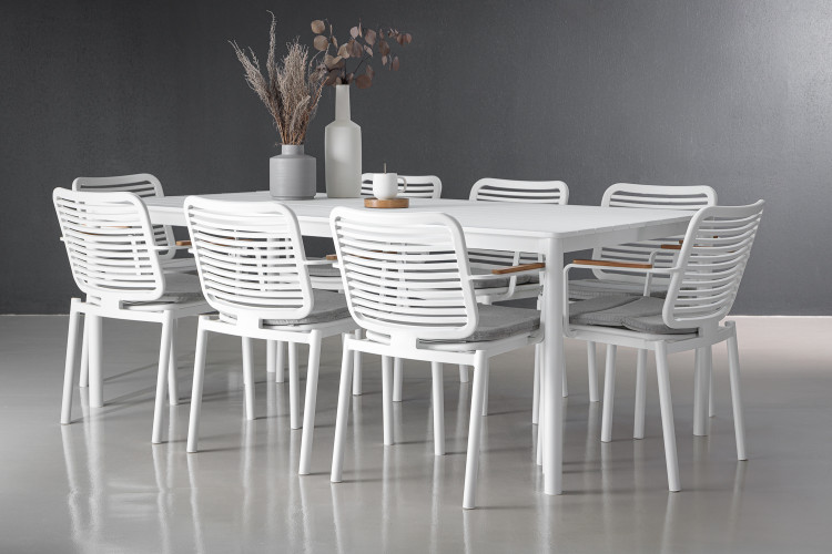 Venice Ceylon 8-Seater Patio Dining Set - White Patio Dining Sets - 1