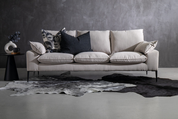 Clapton 3-Seater Couch - Stone 3 Seater Fabric Couches - 1