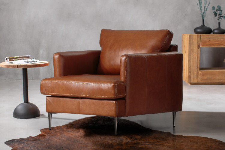 Remington Leather Armchair - Burnt Tan Armchairs - 1