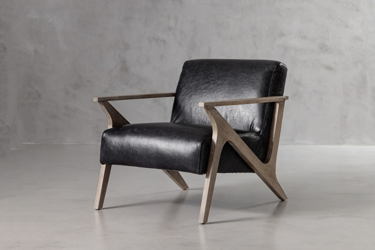 Melrose Leather Armchair - Black Armchairs - 1