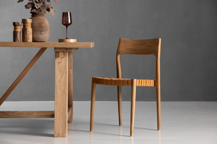 Lento Leather Dining Chair - Tan Dining Chairs - 1