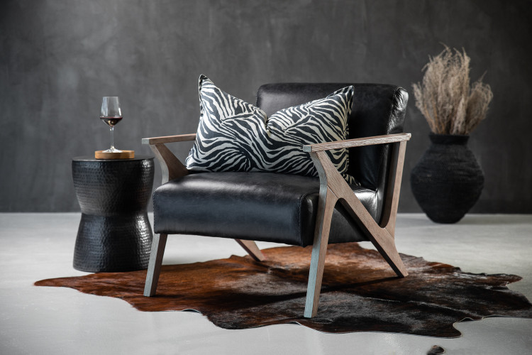 Melrose Leather Armchair - Black Armchairs - 1