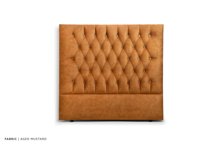 Catherine Diamond Tufted Headboard - Queen - Aged Mustard Queen Headboards - 1