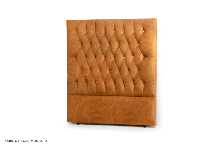 Catherine Diamond Tufted Headboard - Double - Aged Mustard Double Headboards - 1
