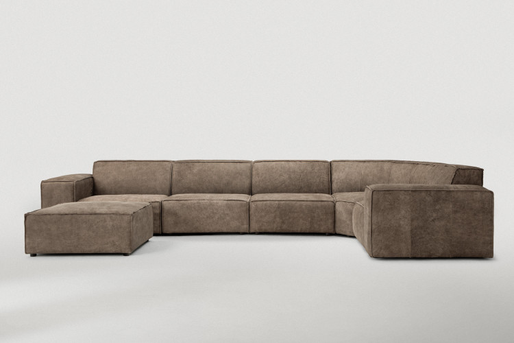 Jagger Leather Modular - Grand Corner Couch with Ottoman - Dune Leather Modular Couches - 1
