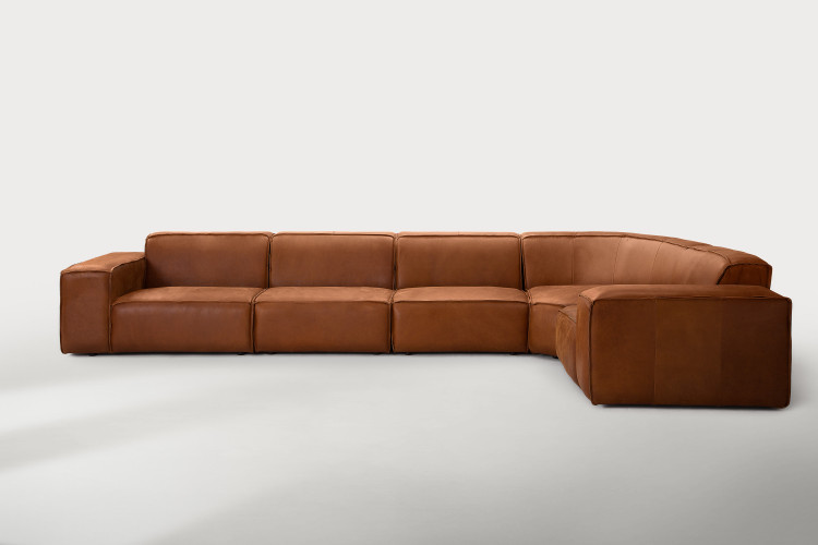 Jagger Leather Modular - Grand Corner Couch Set - Whiskey Leather Modular Couches - 1
