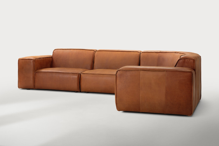 Jagger Leather Modular - Corner Couch Set - Whiskey Leather Corner Couches - 1