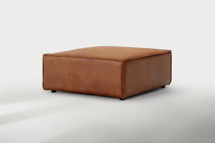 Jagger Leather Ottoman - Whiskey Ottomans - 1