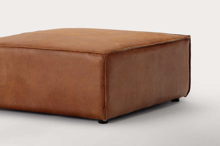 Jagger Leather Ottoman - Whiskey Ottomans - 1