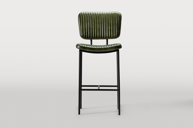 Norris Leather Tall Bar Stool - Vintage Green Bar & Counter Chairs - 1