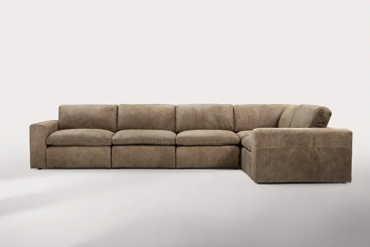 Bexley Leather Modular - Grand Corner Couch - Dune Modular Couches - 1