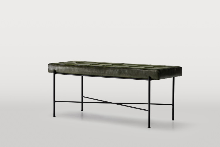 Connery Leather Bench - Vintage Green Benches - 1