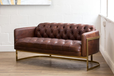 HBF3070-3+HBF3070-1(x2) - Heston Chesterfield Lounge Suite - Gold Framed -