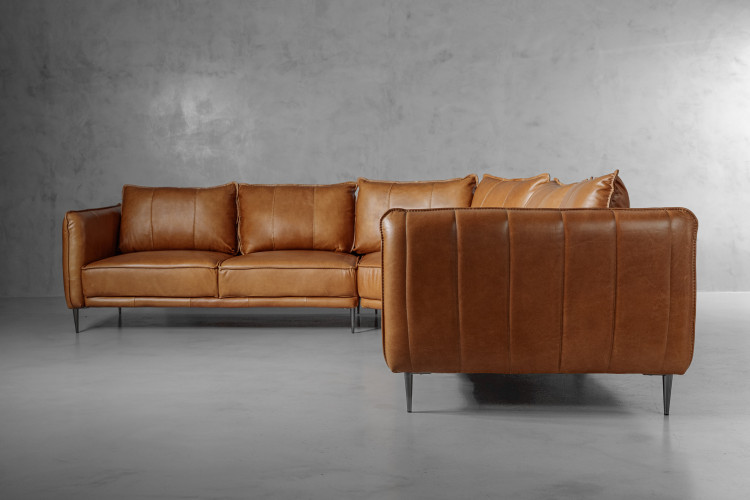 Ottavia Leather Corner Couch - Desert Tan Corner Couches - 1