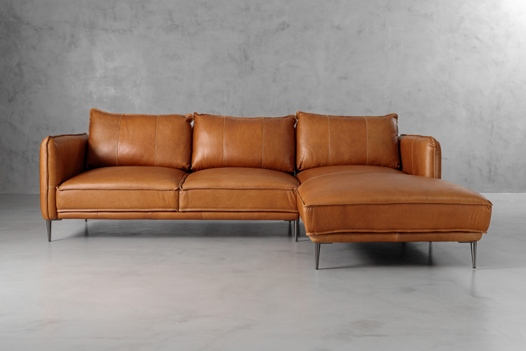 Ottavia Leather L Shape Couch - Desert Tan Living Room Furniture - 4