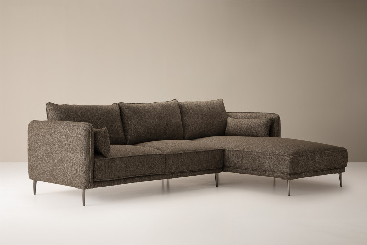 Ottavia L-Shape Couch - Wood Drift 3 Seater Fabric Couches - 1