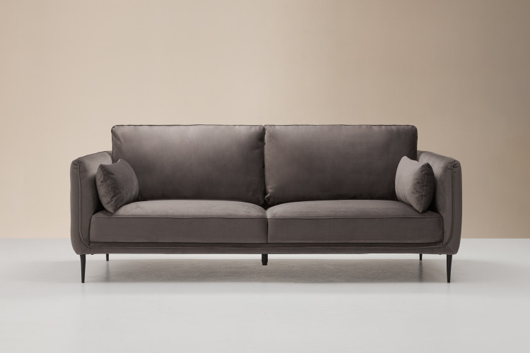 Emeline 3 Seater Couch - Velvet Dark Grey Fabric Couches - 1