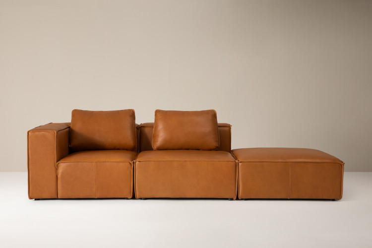 Montclair Leather Modular Open 3-Seater Couch - Desert Tan 3 - Seater Couches - 1